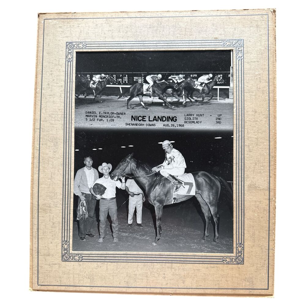 1968 Nice Landing Horse Racing Photo Shenandoah Downs Larry Hunt Moncrief Win